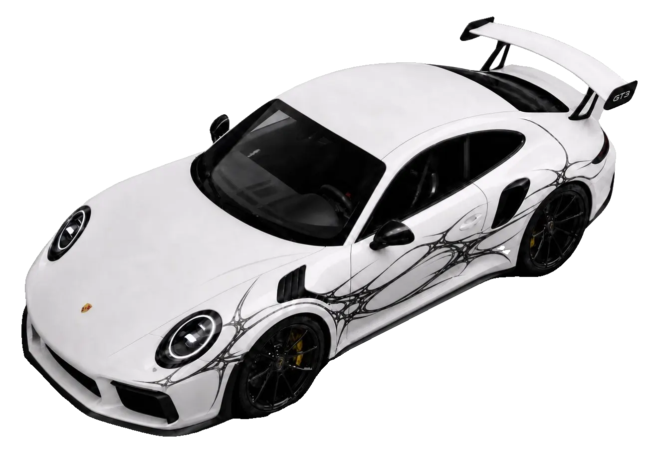Белый Porsche с сигилом